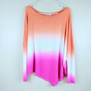 StyleList by Micaela Ombre Dip Tie Dye Long Sleeve Super Soft Top S Pink Orange